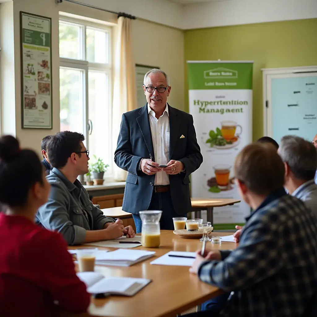 Személy, aki élvezi a hipertóniás teát a természetben.